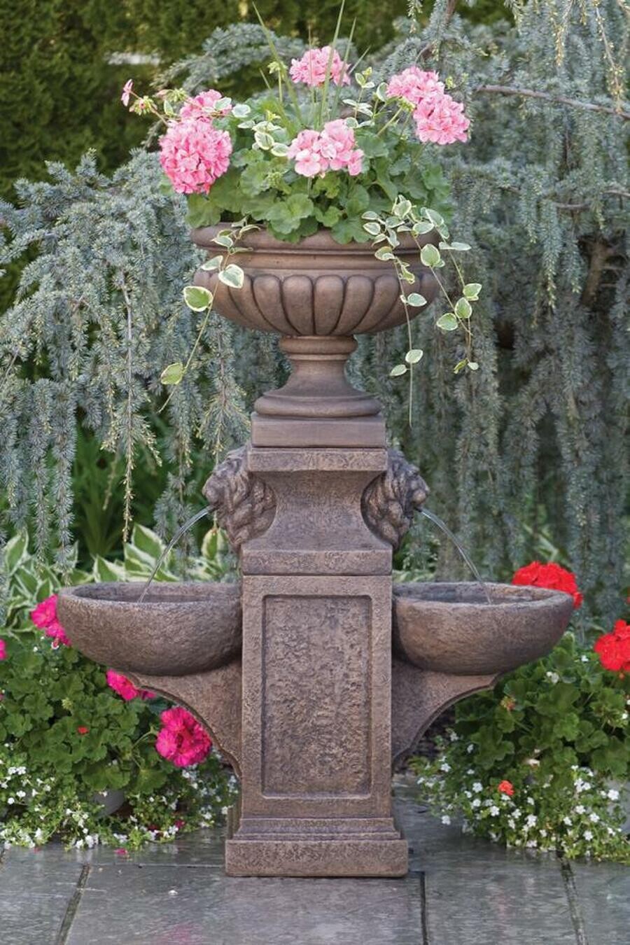 Double Bowl Fountain With Milano Urn