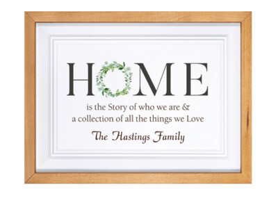 Home Framed Sign Custom