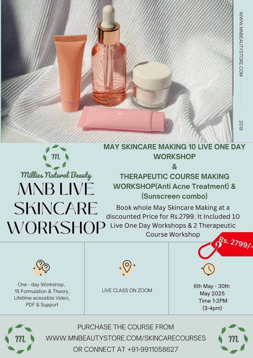 May 10 One Day Workshop + Anti Acne Treatment + Sunscreen Combo -  Bulk Purchase