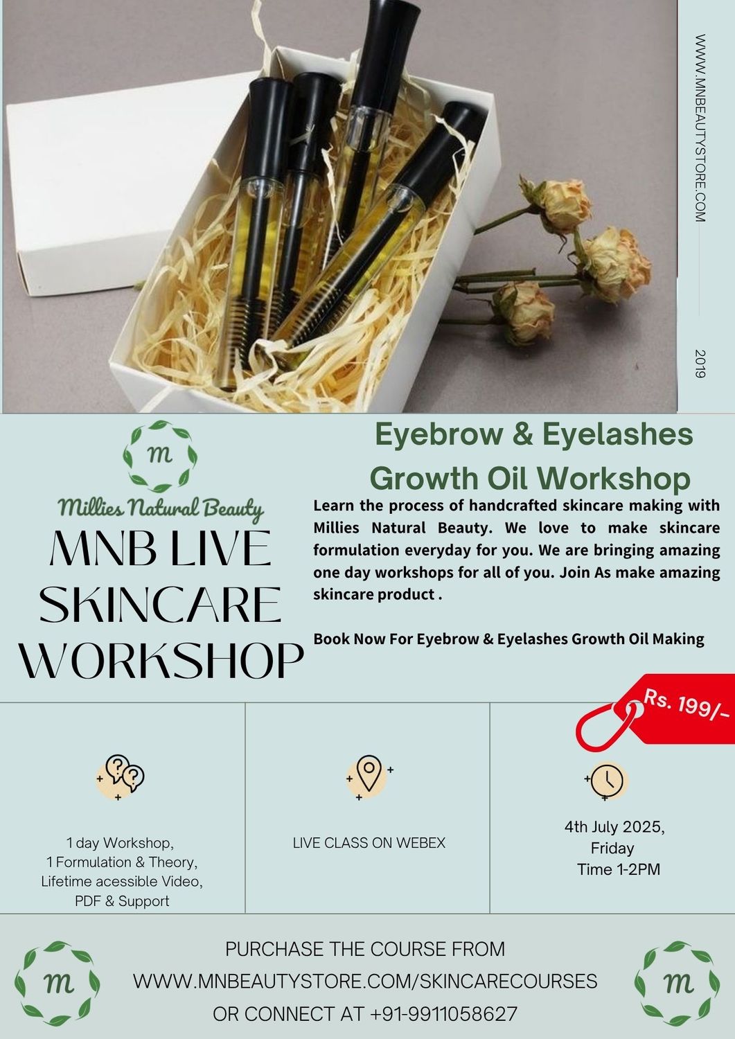 Eyebrow &amp; Lashes Oil Making LIVE Workshop on 4th July 2025