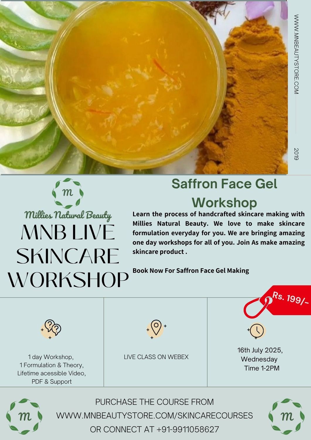 Saffron Face Gel Making LIVE Workshop on 16th July 2025
