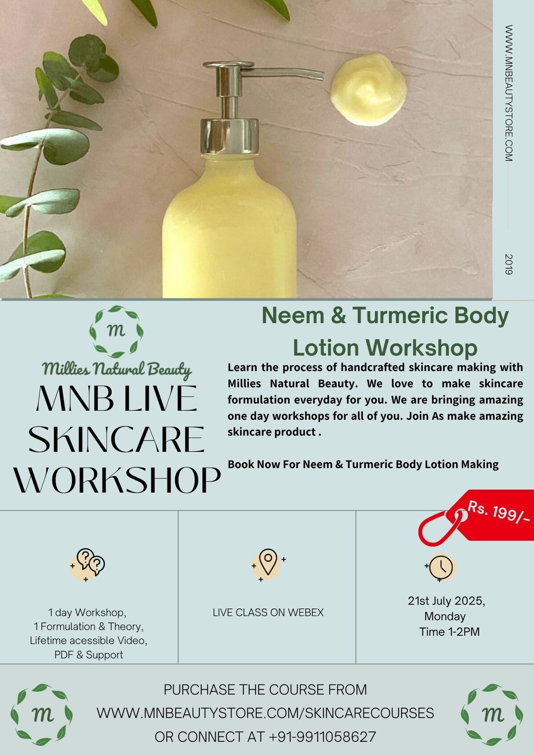 Neem &amp; Turmeric Body Lotion Making LIVE Workshop on 21st July 2025