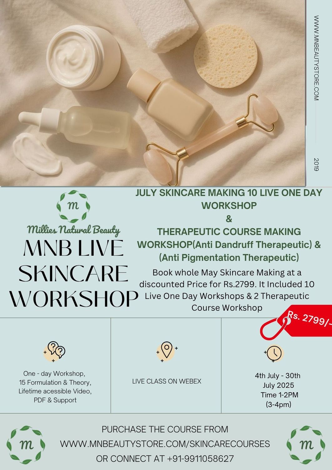 JULY 10 One Day Workshop + Anti Dandruff Treatment Workshop + Anti Pigmentation Treatment Making -  Bulk Purchase