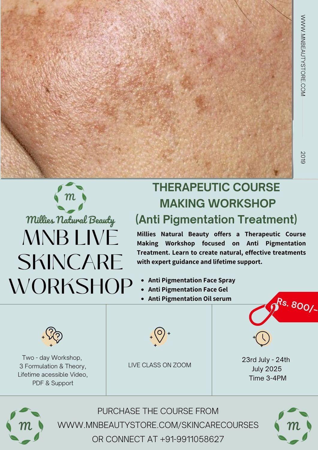 Anti Pigmentation Therapeutic Treatment Making LIVE  Workshop on 23rd &amp; 24th July 2025