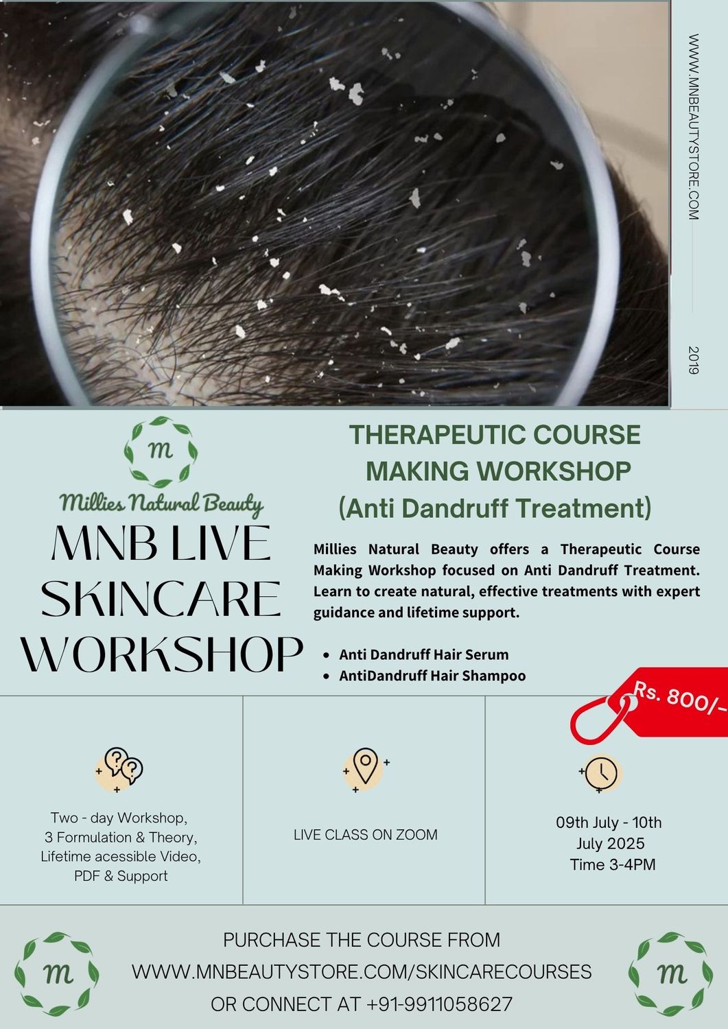 Anti Dandruff Haircare Therapeutic Treatment Making LIVE  Workshop on 9th-10th July 2025