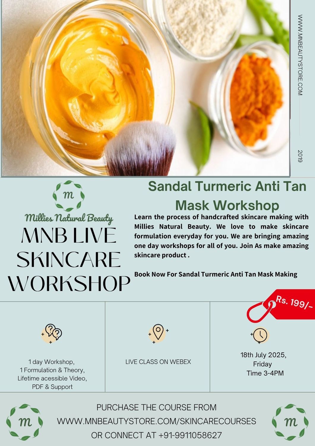 Sandal Turmeric Anti Tan Mask Making LIVE Workshop on 18th July 2025