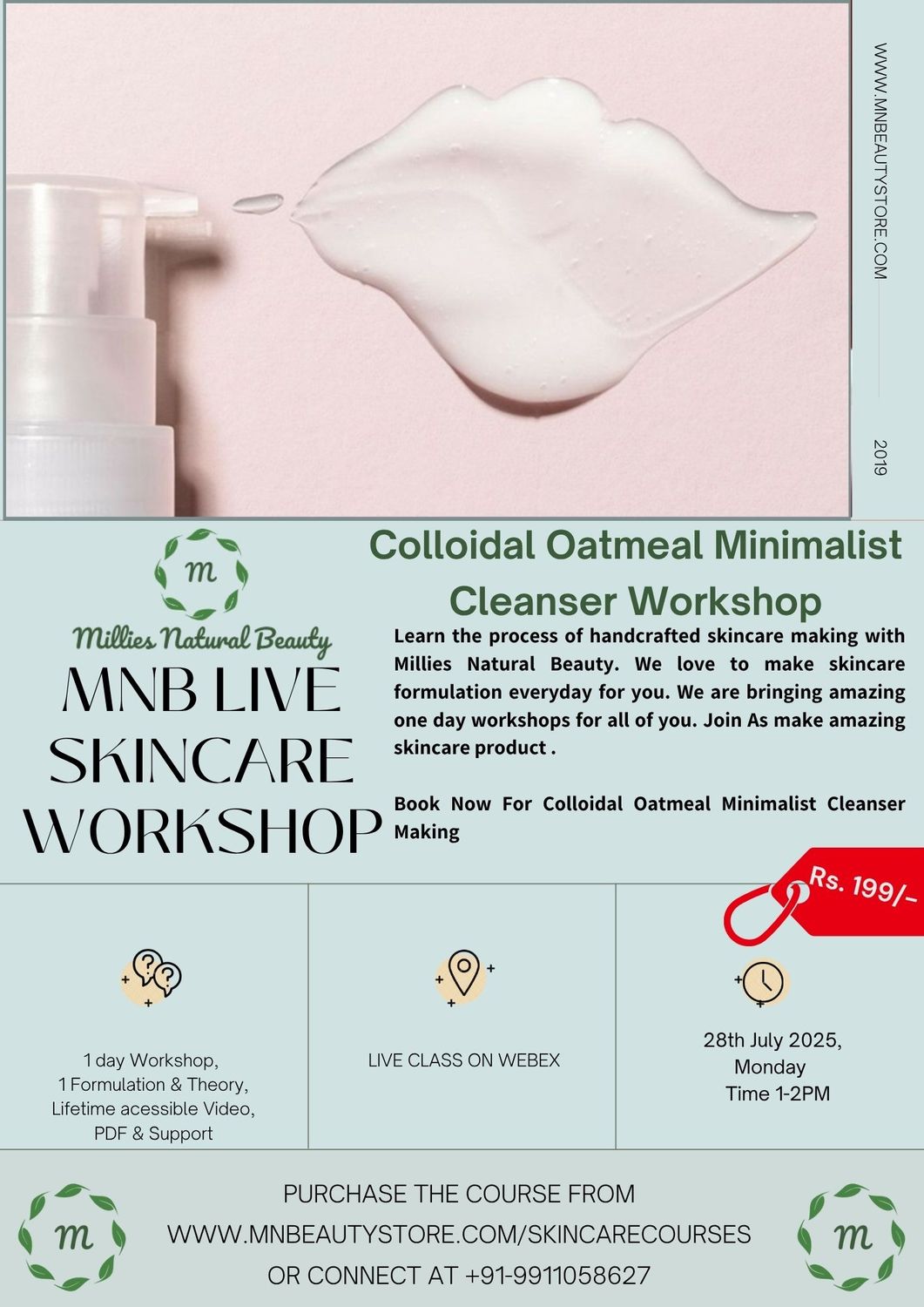 Colloidal Oatmeal Minimalist Cleanser Making LIVE Workshop on 28th July 2025