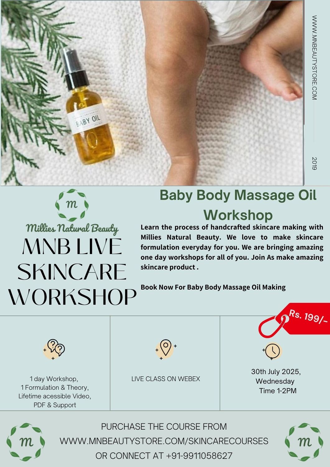 Baby Massage Oil Making LIVE Workshop on 30th July 2025