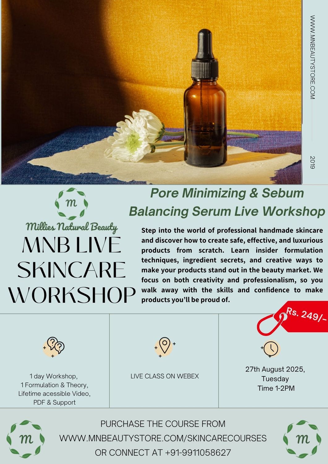 Pore Minimizing &amp; Sebum Balancing Serum Making LIVE Workshop on 27th August 2025