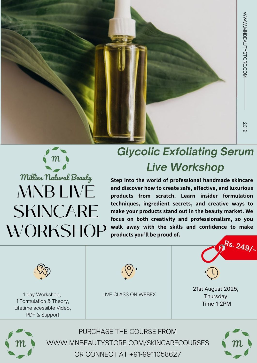 Glycolic Exfoliating Serum Making LIVE Workshop on 21st August 2025