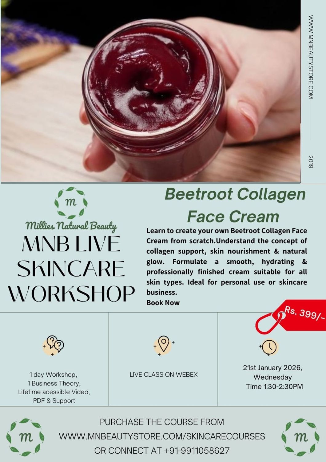 Beetroot Collagen Face Cream Making LIVE Workshop on 21st January 2026