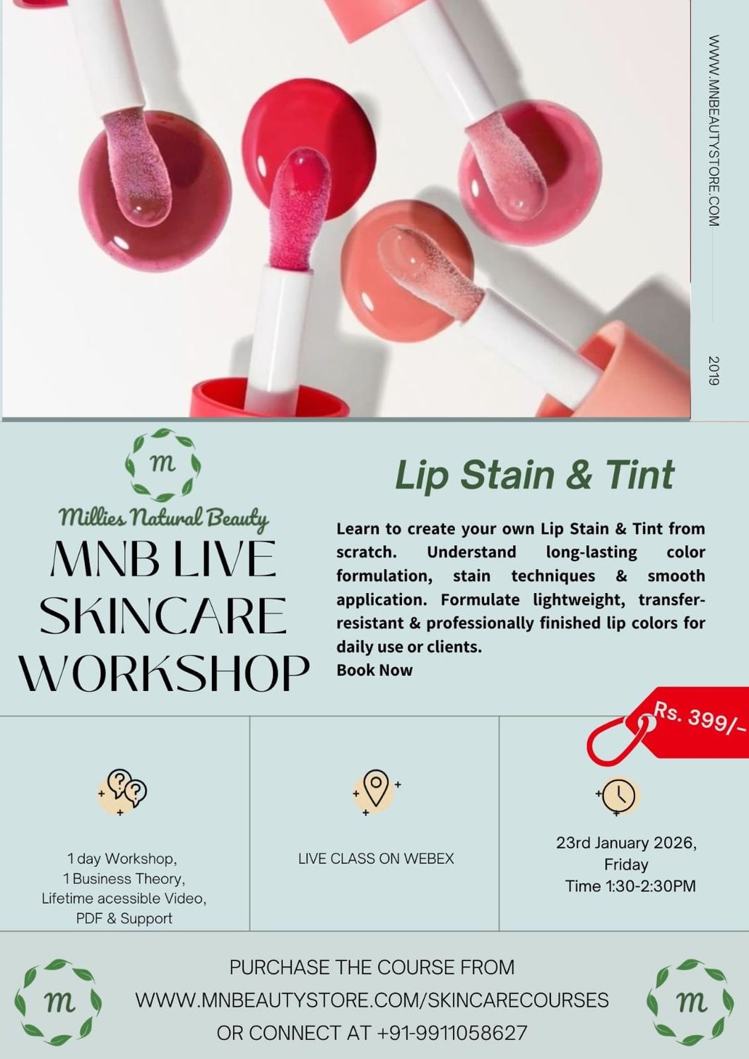 Lip Stain &amp; Tint Making LIVE Workshop on 23rd January 2026