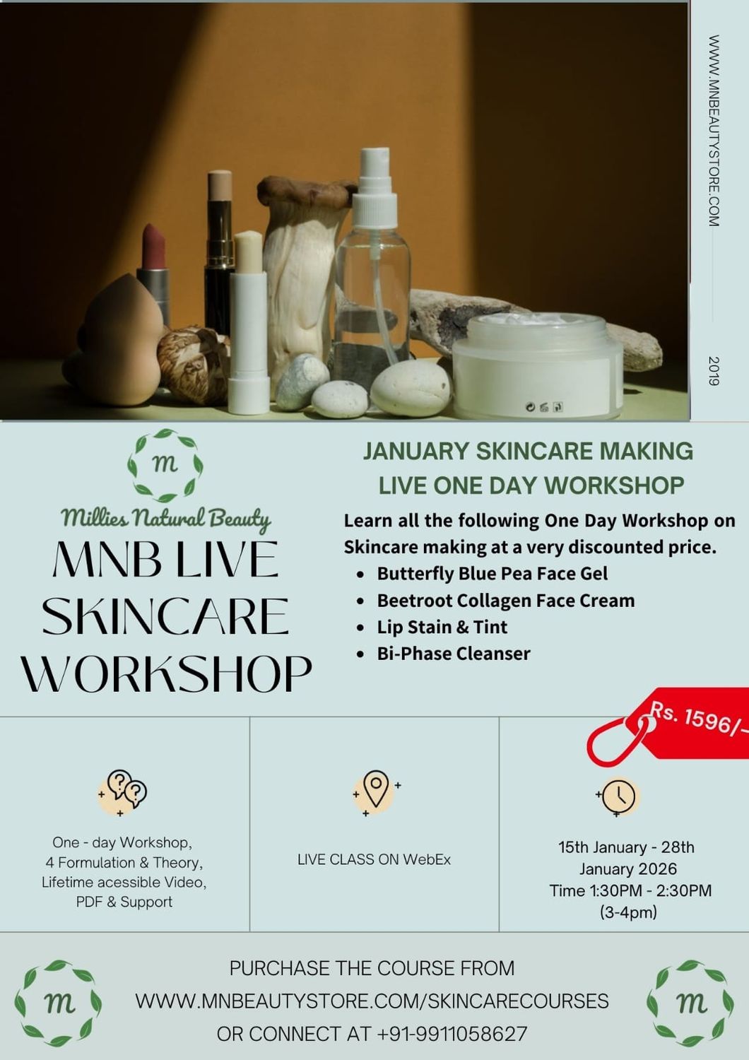 January Skincare Making Workshop 4 One Day Workshop 15th - 28th January 2026. Buy all at Once