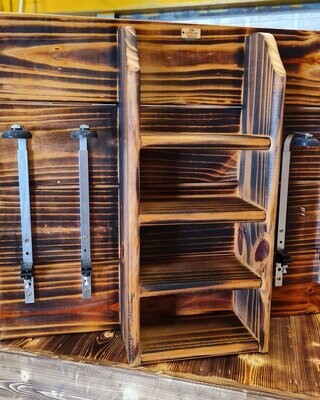 handmade optic rack with shot glass shelves
