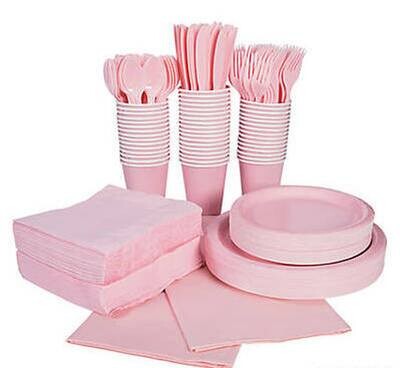 Light Pink Tableware Party COMPLETE Pack for 48