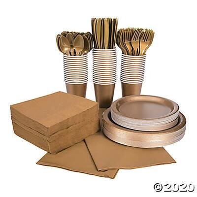 Metallic Gold Tableware Party COMPLETE Pack for 48