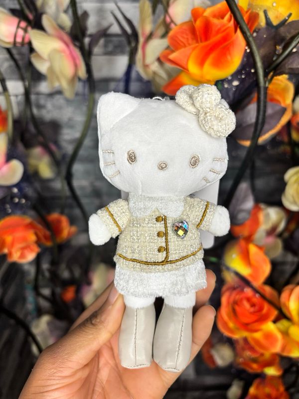 Hello Kitty Keychain In A Tweed Outfit