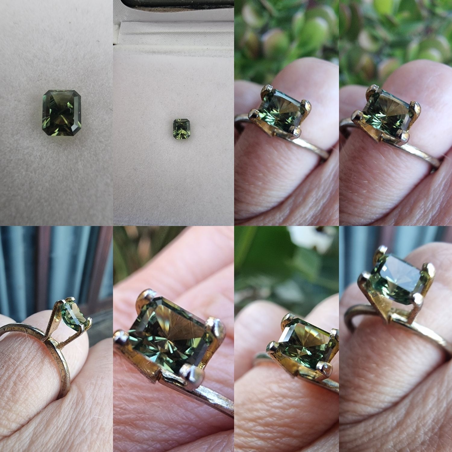 Green Parti Sapphire Rectangular Brilliant 0.80crt
