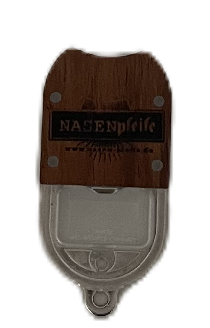 Nasenpfeife mit Echtholz-Abdeckung, transparent Nasenpfeife mit Echtholz-Abdeckung, transparent