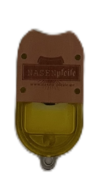 Nasenpfeife mit Echtholz-Abdeckung, gelb transparent