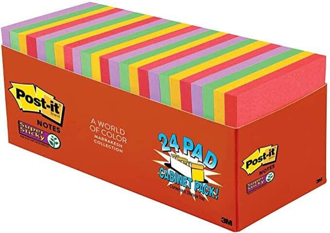 Post-It Super Sticky 76 x 76mm 24 Pack of Assorted Blank Notes