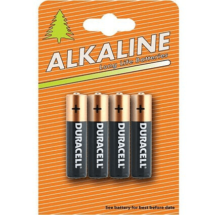 Duracell Alkaline Battery, AAA, Pack of 4