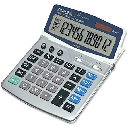 Aurora Semi-desk Calculator, 12 Digit, 3 Key, Battery/Solar Power, Grey