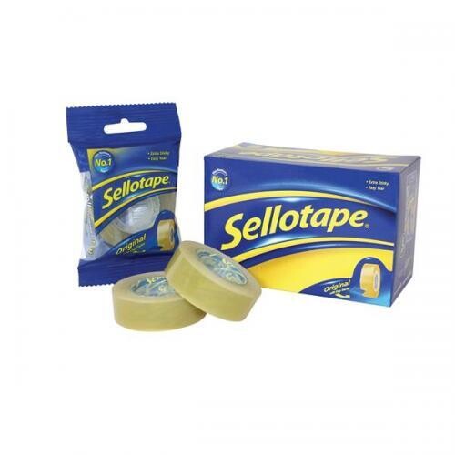 Sellotape Original Golden Tape Rolls - Small, Non-static, Easy-tear, 18mm x 33m, Pack of 8