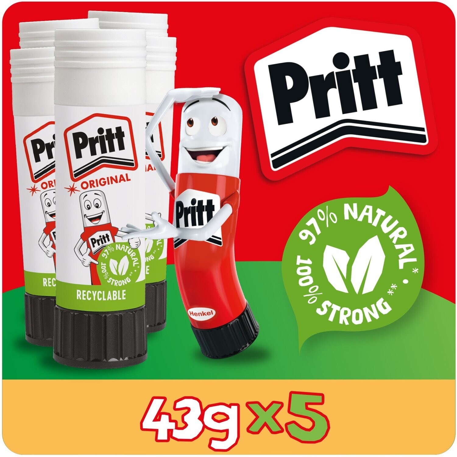 Pritt Stick Glue, Large, 43g, Pack of 5