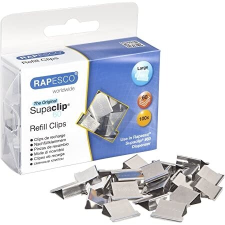 Rapesco Supaclip 40 Refill Clips, Stainless Steel, Pack of 200