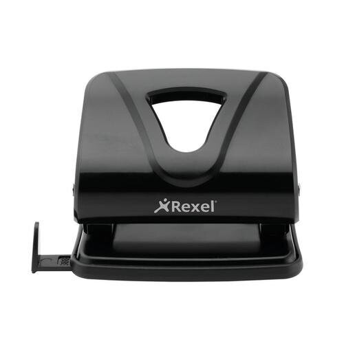 Rexel Ecodesk Long-handled 2-Hole Punch, Black, Punch capacity 20 Sheets