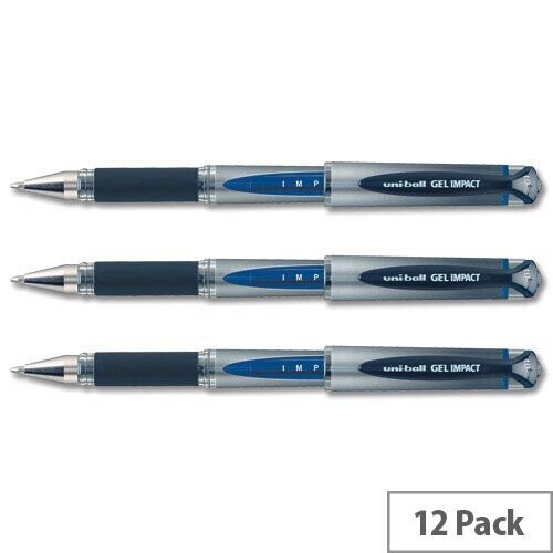 Uni-ball UM153S Impact Gel Rollerball, Blue, Pack of 12