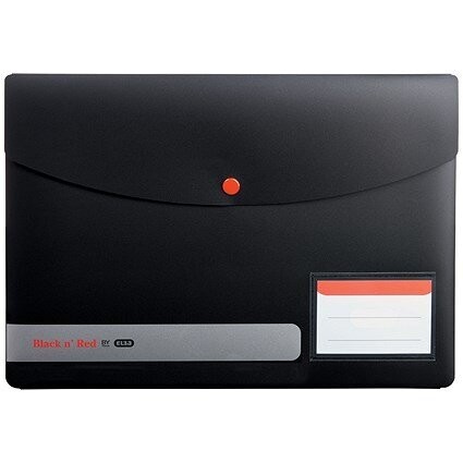 Black n' Red A4 Snap Wallets, Black, Pack of 5