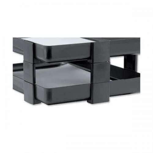 Rexel Agenda Classic Self-locking Letter Tray Risers, 53mm, Charcoal, Pack of 5