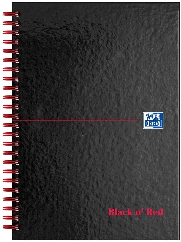 Black n' Red Glossy Black Wirebound Notebook, A5, Ruled & Perforated, 140 Pages, Pack of 5