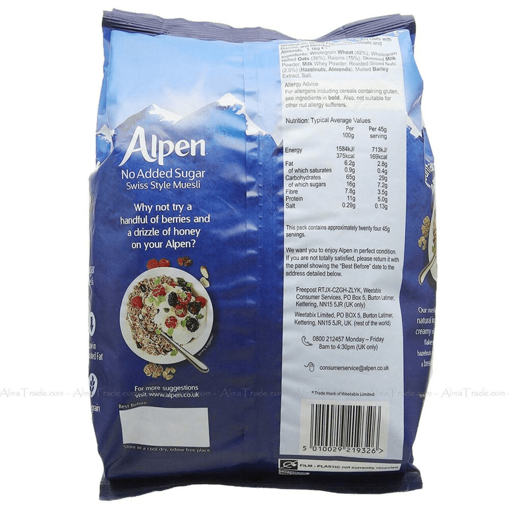 Alpen No Added Sugar Muesli, 1.1kg