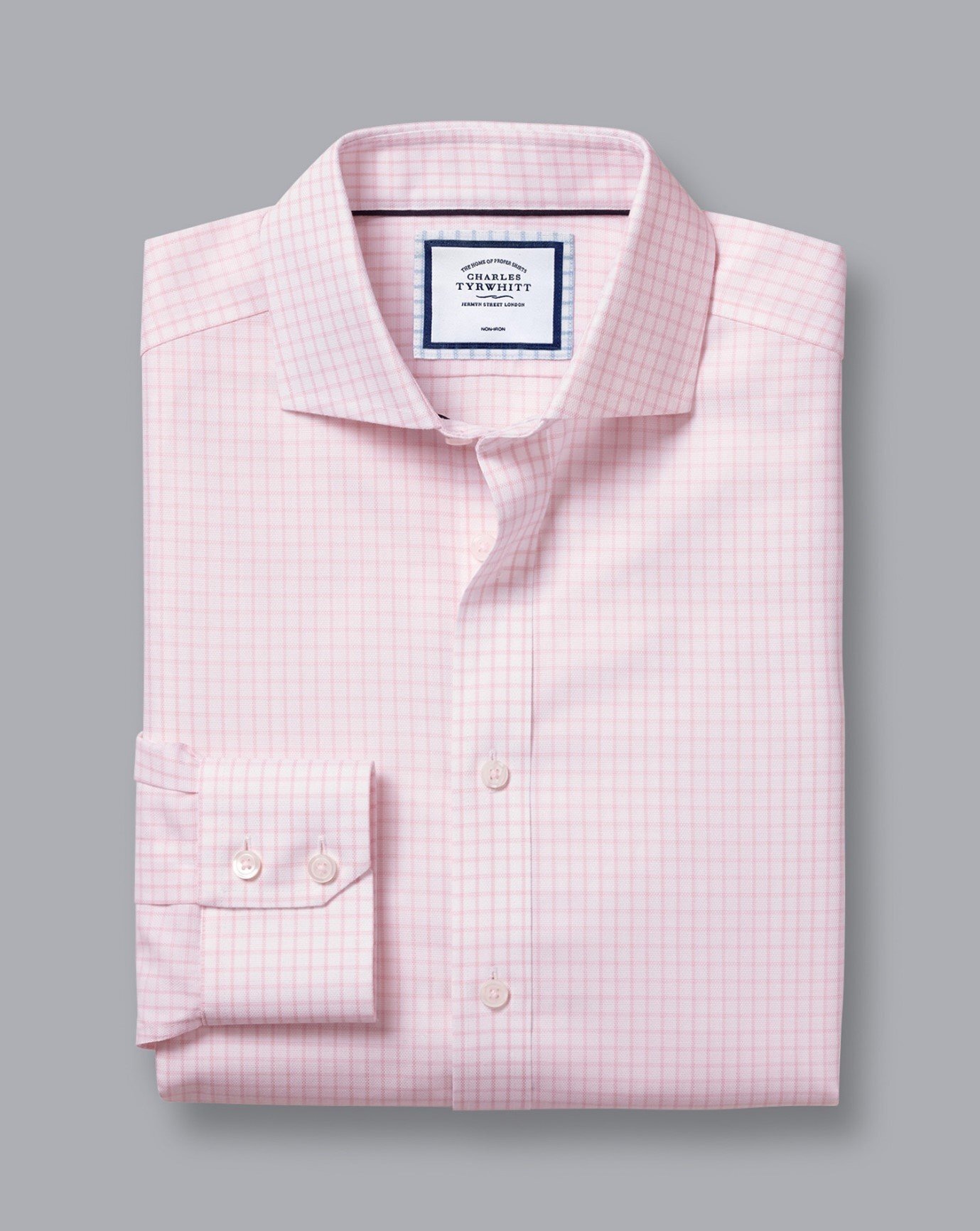 Cutaway Collar Non-Iron Regent Weave Check Shirt - Pink