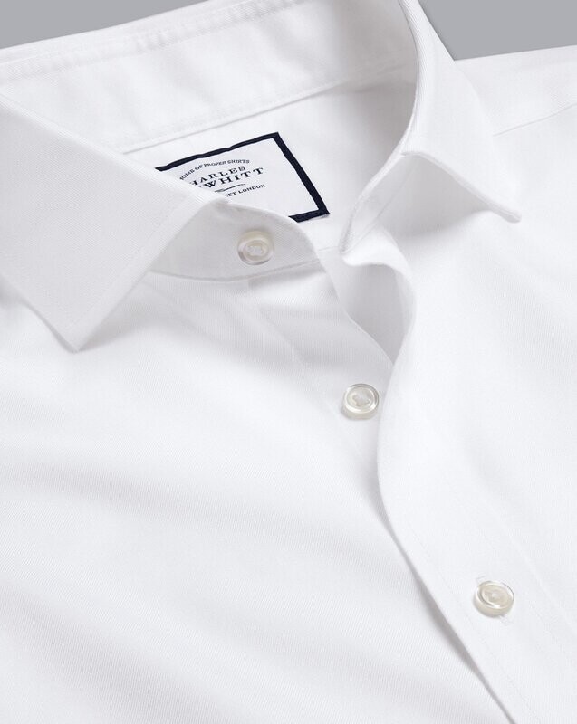 Cutaway Collar Non-Iron Twill Shirt - White