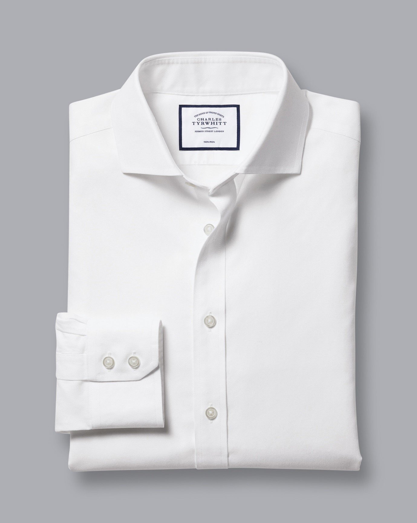 Cutaway Collar Non-Iron Twill Shirt - White