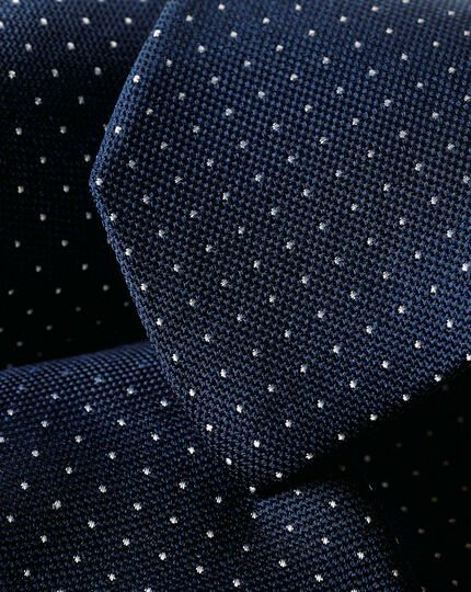 Slim Silk Pindot Tie - Royal Blue & White