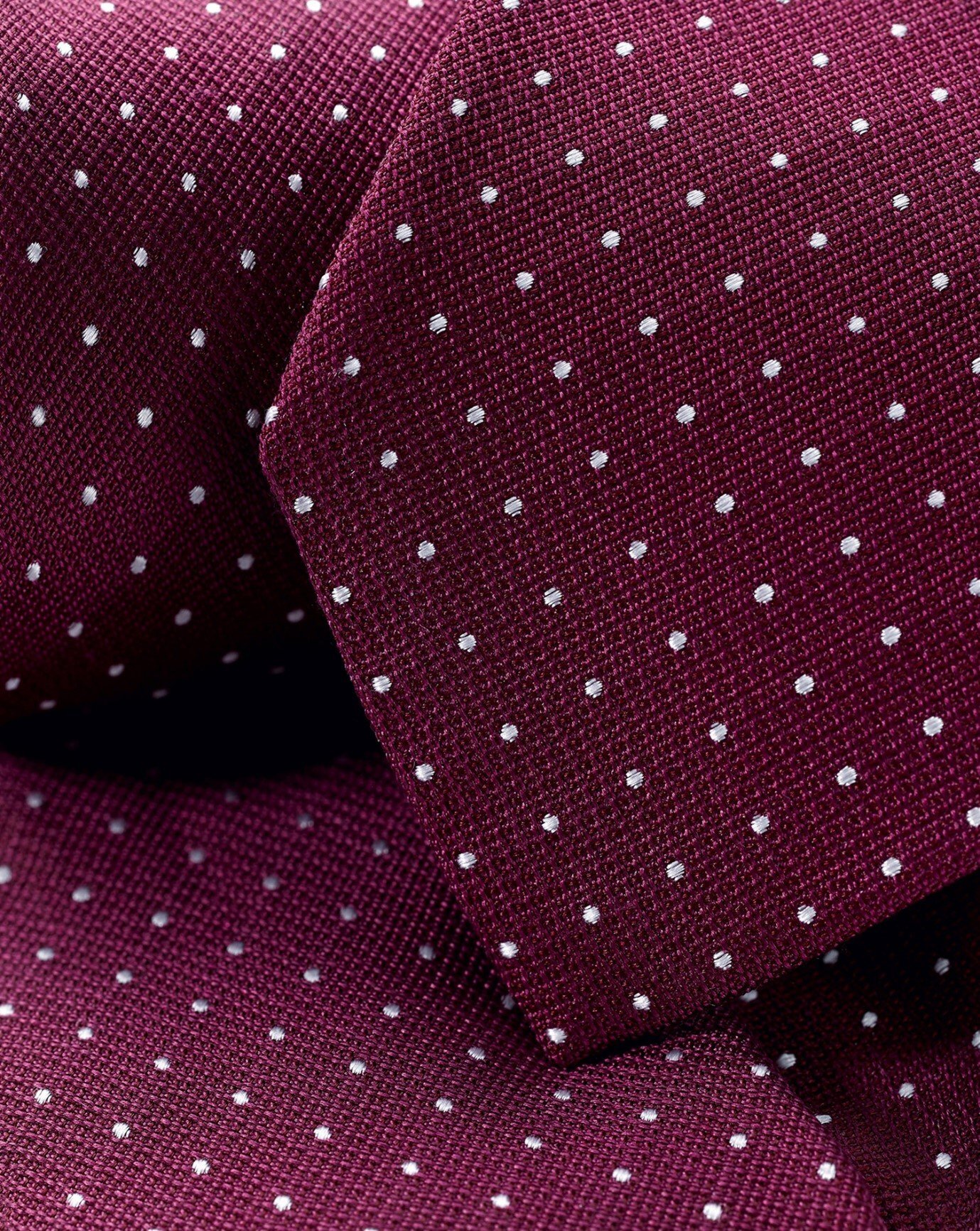 Stain Resistant Silk Textured Spot Tie - Burgundy & White