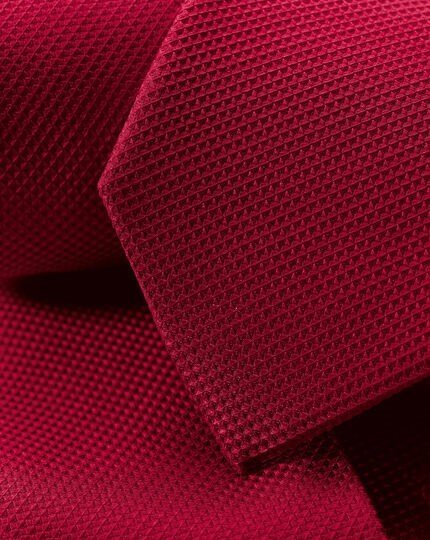 Stain Resistant Silk Textured Tie - Red