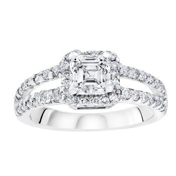 1.57ctw Asscher Cut Halo Ring, 18ct White Gold
