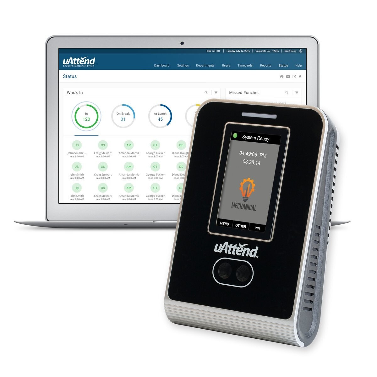 uAttend MN1000 Biometric Facial Time Clock