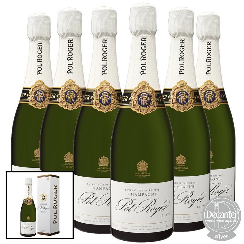 Pol Roger Brut Reserve NV Champagne, 6 x 75cl with Gift Box
