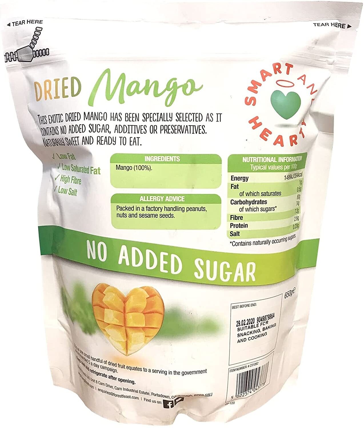 Forest Feast Smart & Hearty Dried Mango, 650g