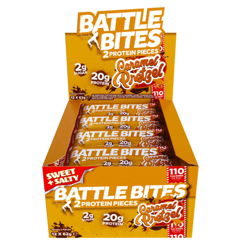 Battle Bites Caramel Pretzel Protein Bar, 12 x 62g