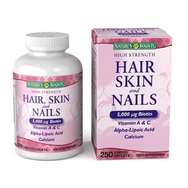 Nature's Bounty High Strength Hair, Skin & Nails Food Supplement, 250 Coated Caplets