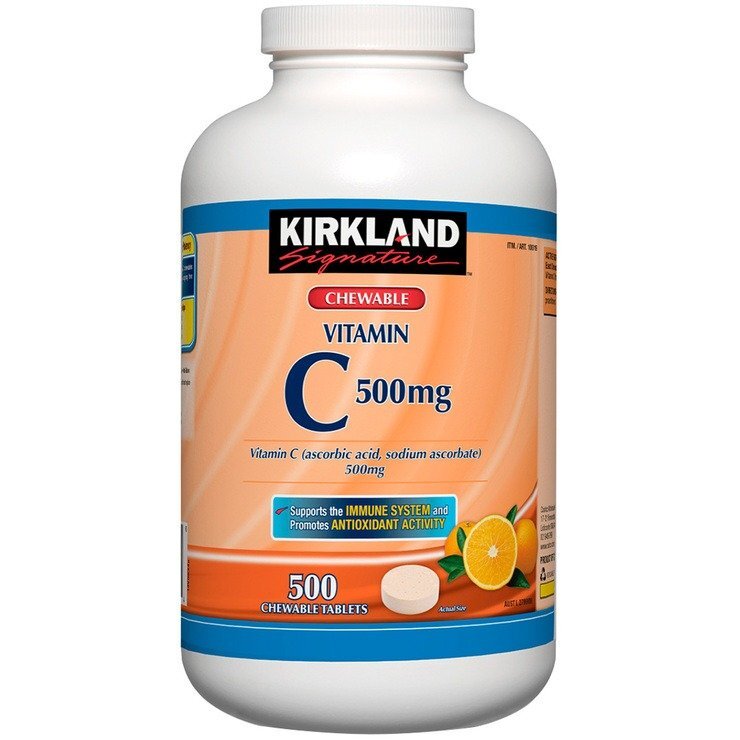 Kirkland Signature Chewable Once Daily Vitamin C, 500 Tablets (16 Months Supply)