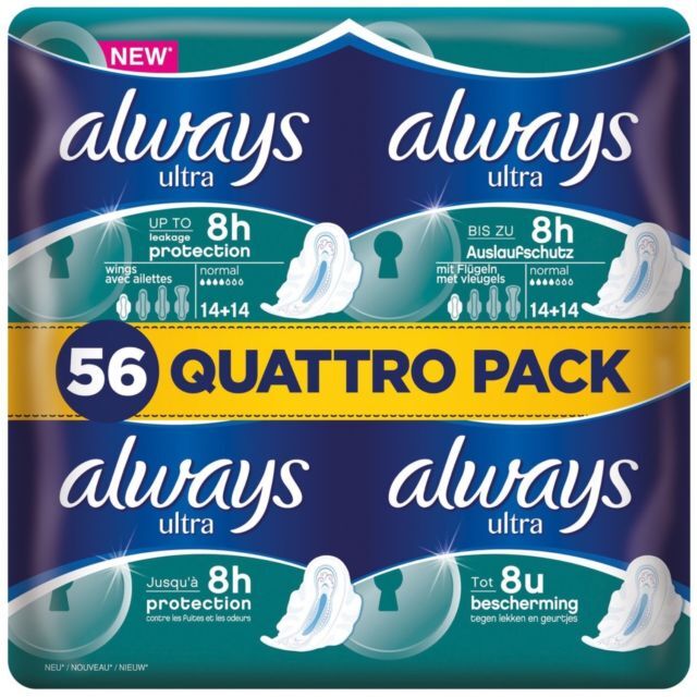 Always Ultra Normal Size 1 Sanitary Towels with Wings, 56 Pads